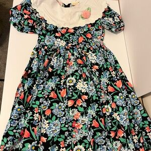 Vintage Floral Dress with White Collar